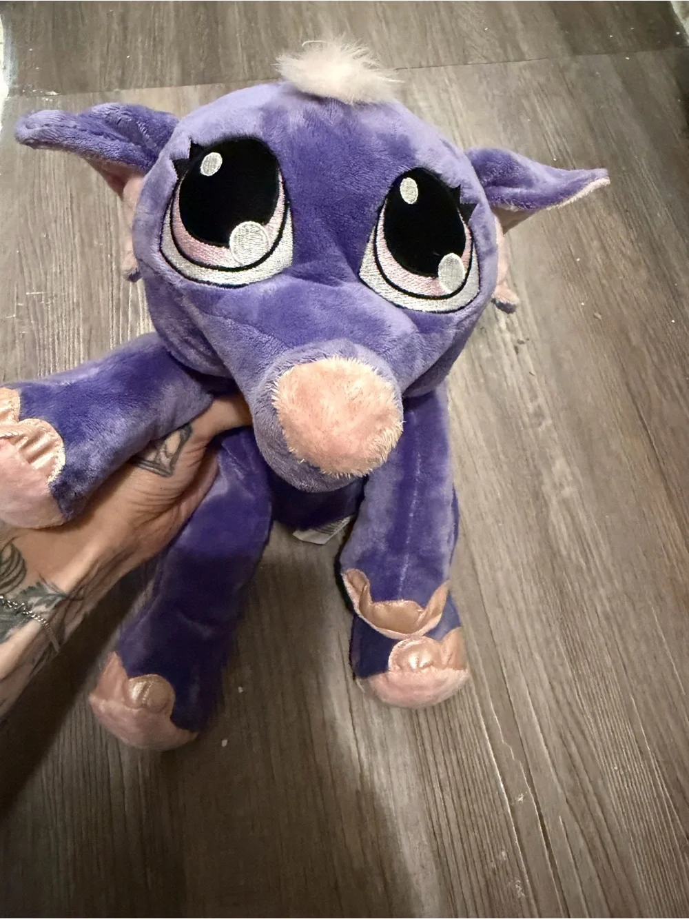 Plush Purple elephant Animal Stuffed Toy with Pink Accents